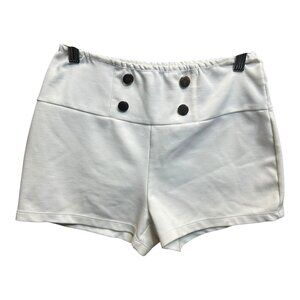 DG-81 Mine Women's Size Small White High-Waisted Shorts With Button Accents